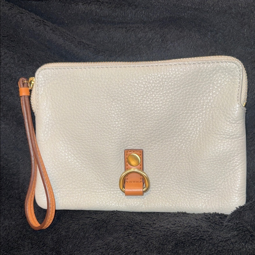 GAP Ivory Wristlet with Brown Strap